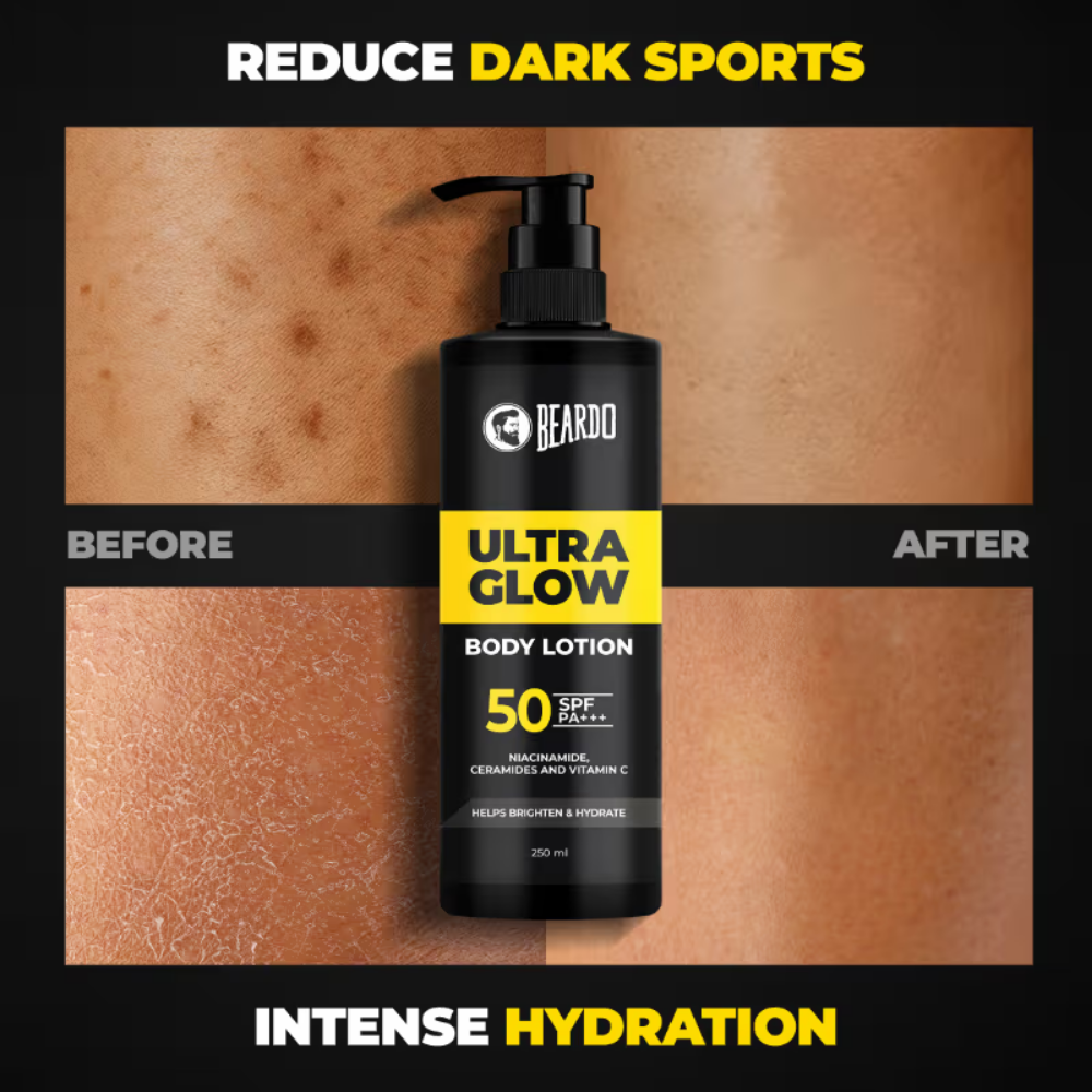 Beardo Ultraglow Body Lotion for Men, Intense Hydration Absorbs Instantly Repairs Skin