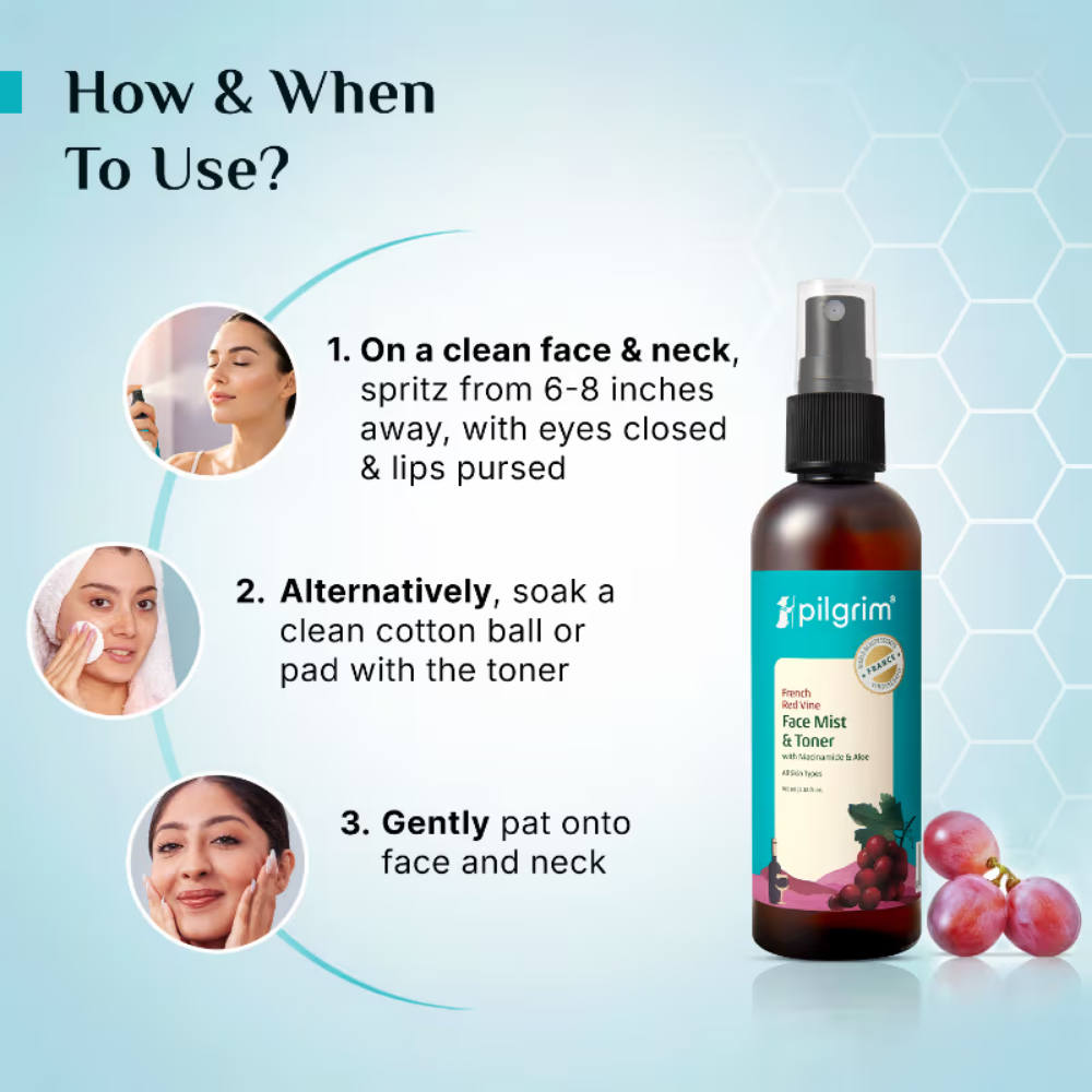 Pilgrim Red Vine Face Mist & Toner with Vitamin B3 & Aloe