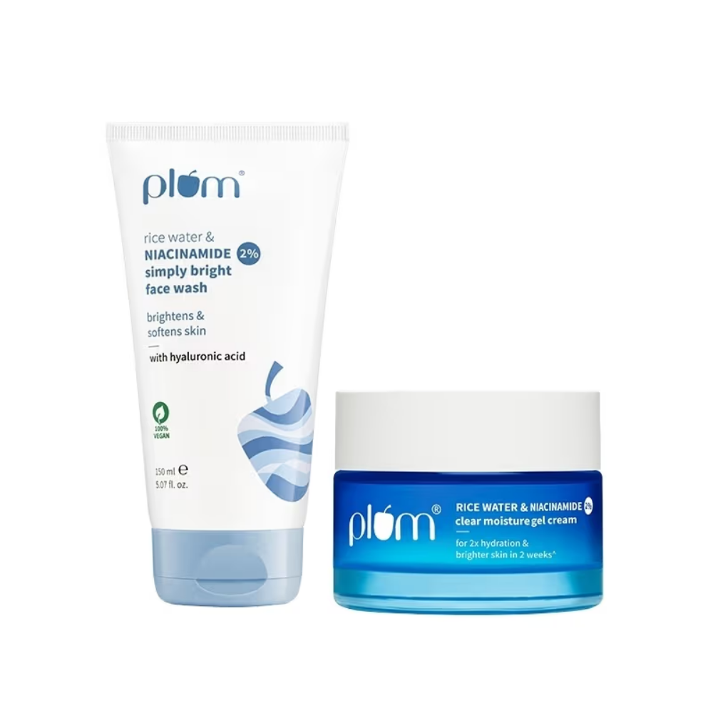Plum 2% Niacinamide and Rice Water Face Wash and Moisturiser