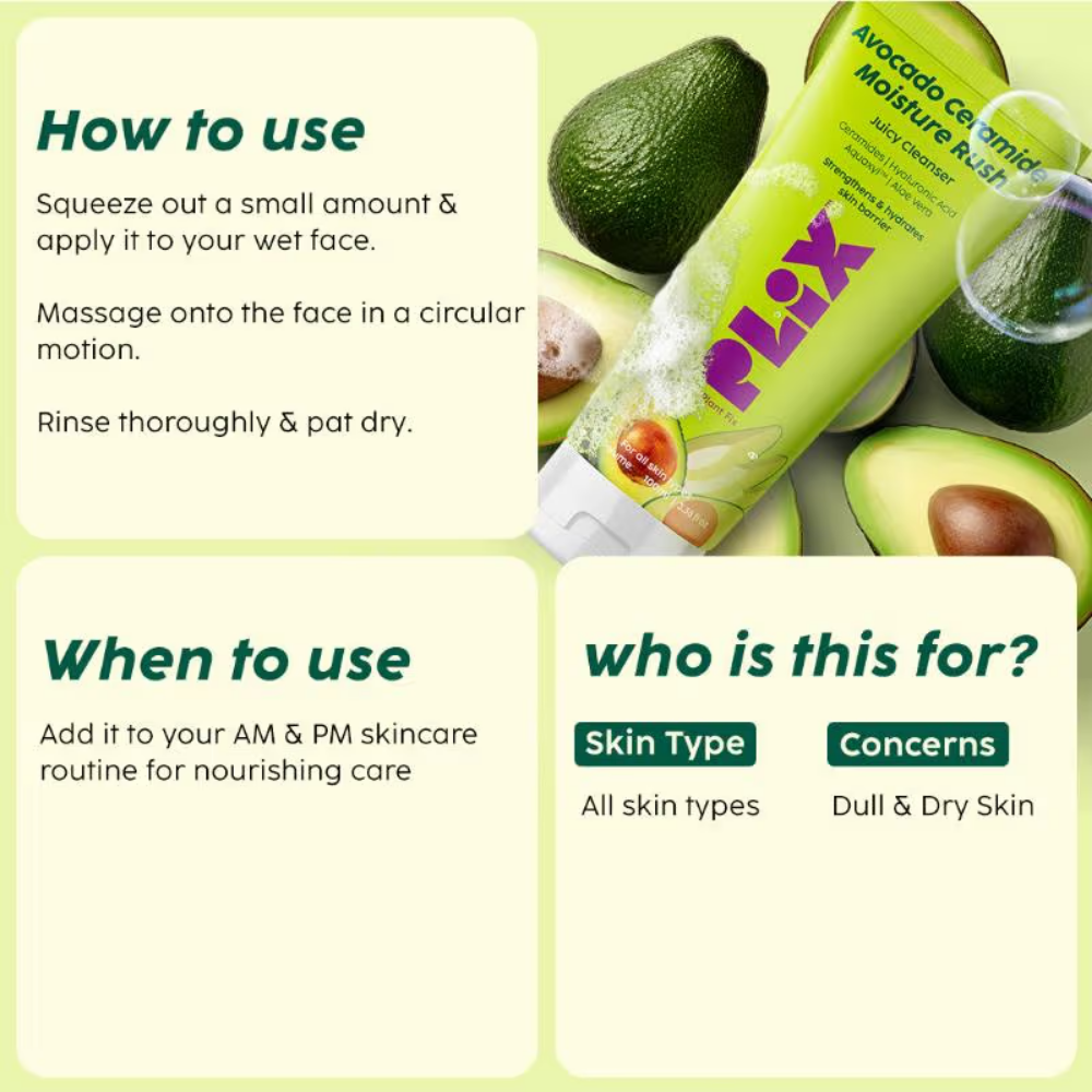 Plix Avocado Ceramide Moisture Rush Juicy Cleanser