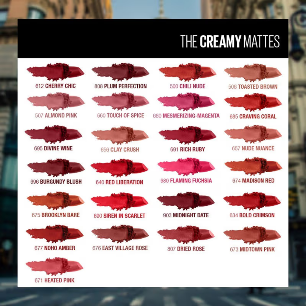 Maybelline New York Color Sensational Creamy Matte Lipstick, Lasts Up To 12H