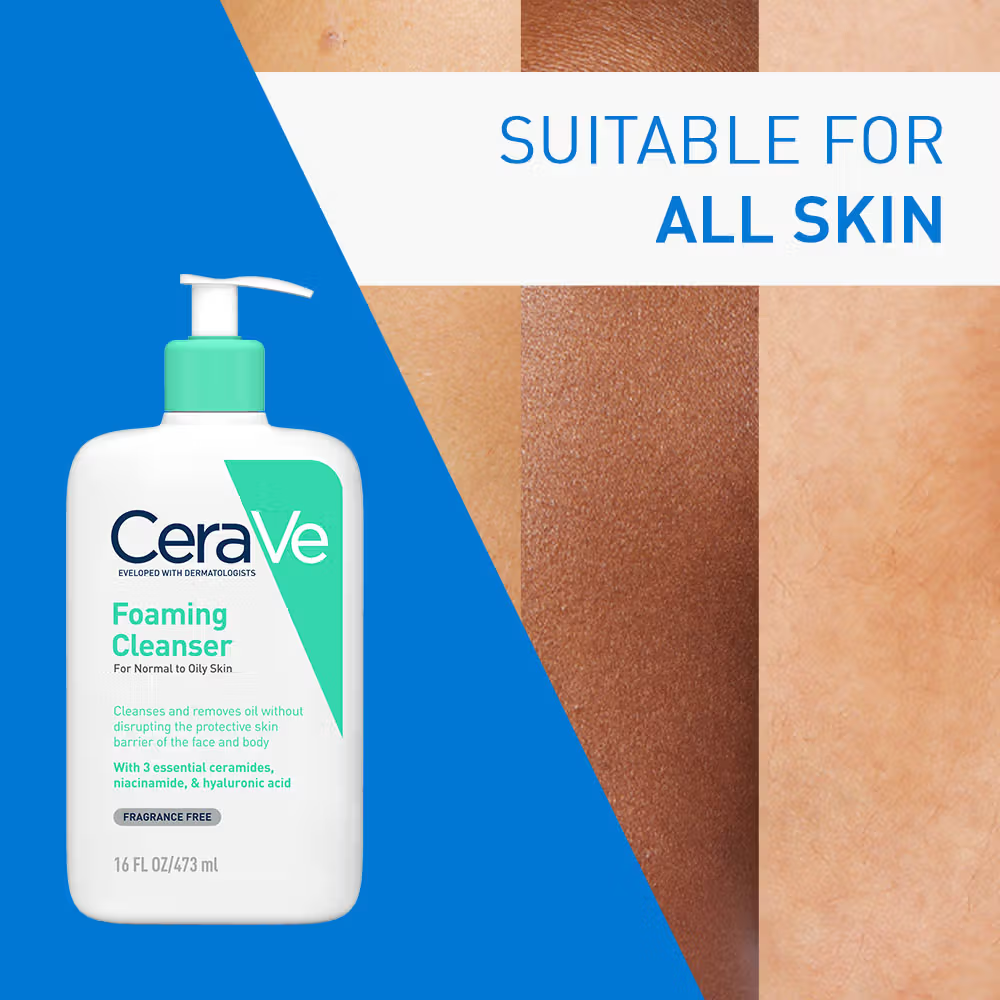 CeraVe Foaming Cleanser Face Wash For Oily Skin with Hyaluronic Acid, Ceramides & Niacinamide