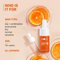 Plum Mandarin & 15% Vitamin C Glow Face Serum Dermat Tested To Fight Dark Spots & Dull Skin