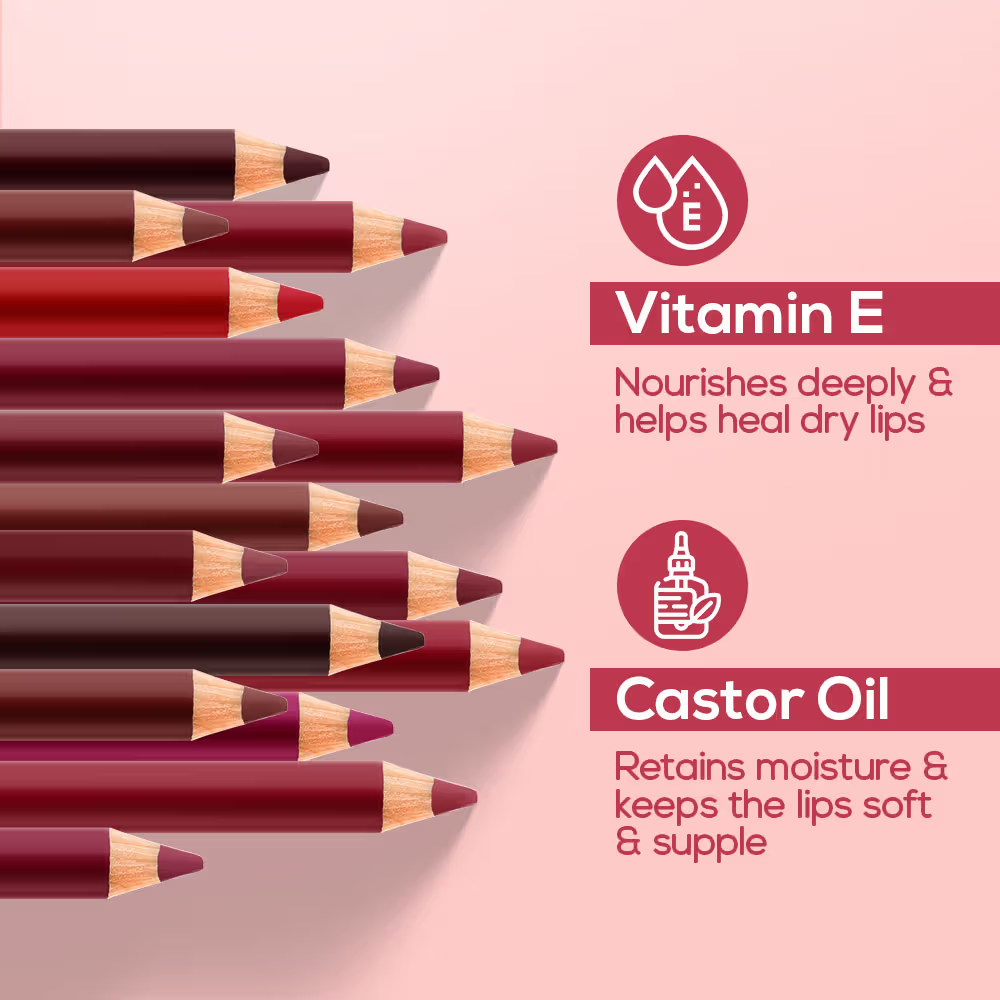 RENEE Ultra Define Matte Lip Liner, Long Lasting, Smudge Proof, Full Coverage, High Pigment
