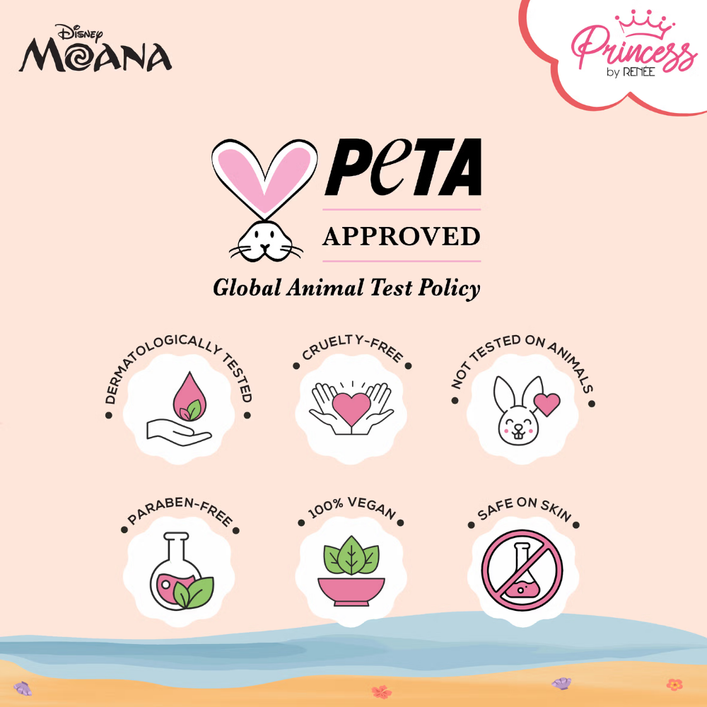 Princess by RENEE Disney Moana Sunscreen with SPF 50, Protects & Nourishes, Zero White Cast