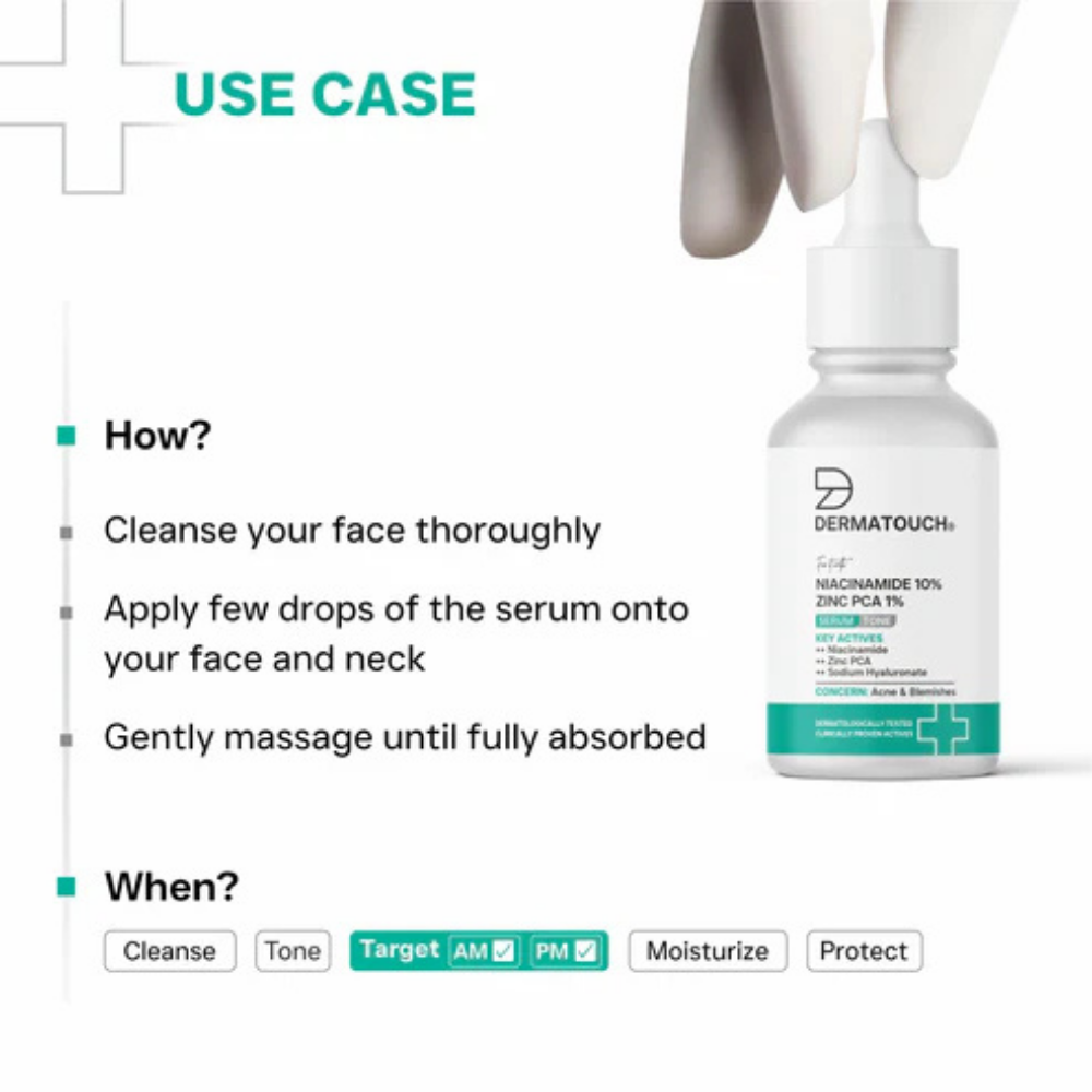 Dermatouch Niacinamide 10% + Zinc PCA 1% Serum for Acne & Blemishes