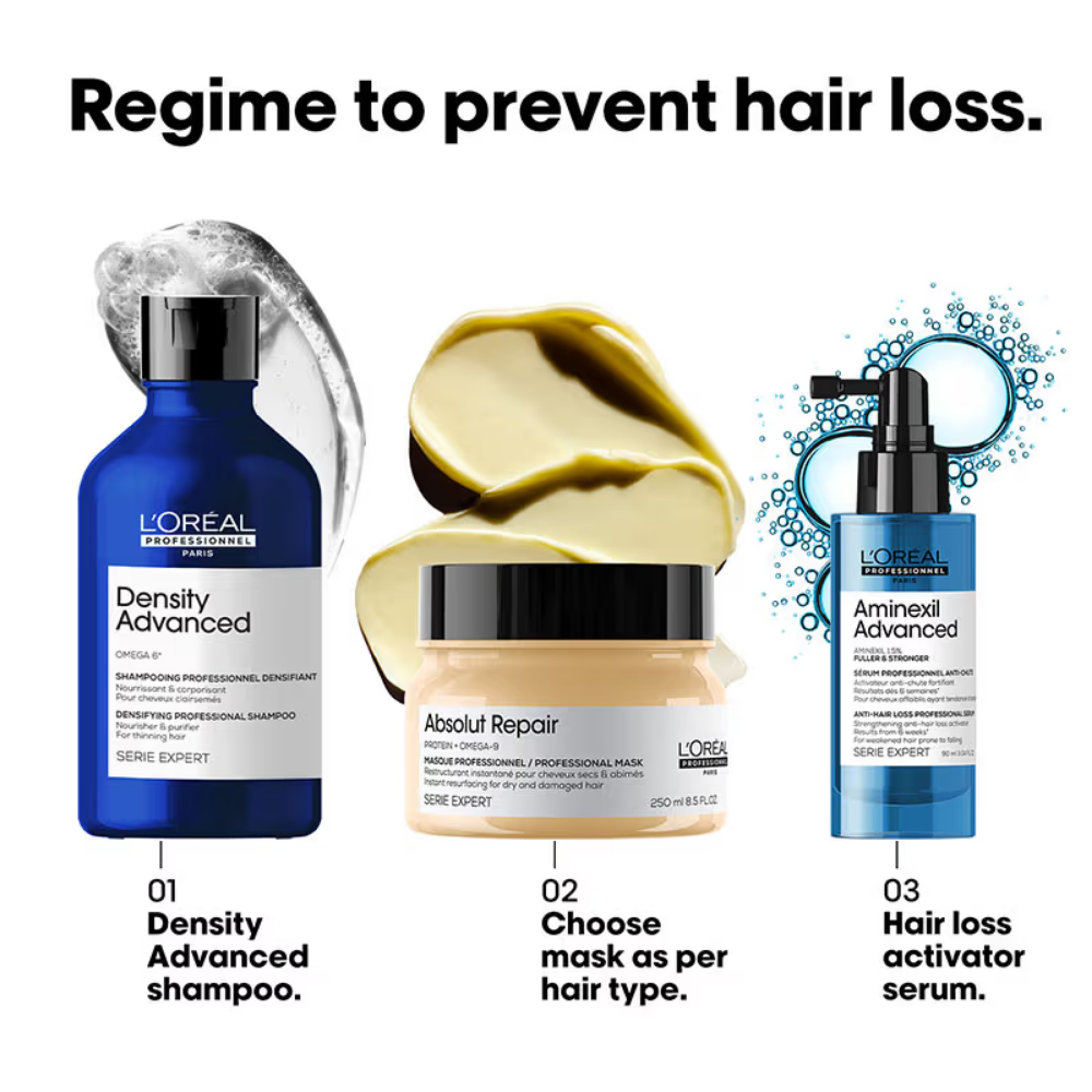 L’Oréal Professionnel Density Advanced Shampoo for Thinning Hair, Increases Volume, Omega 6 Complex