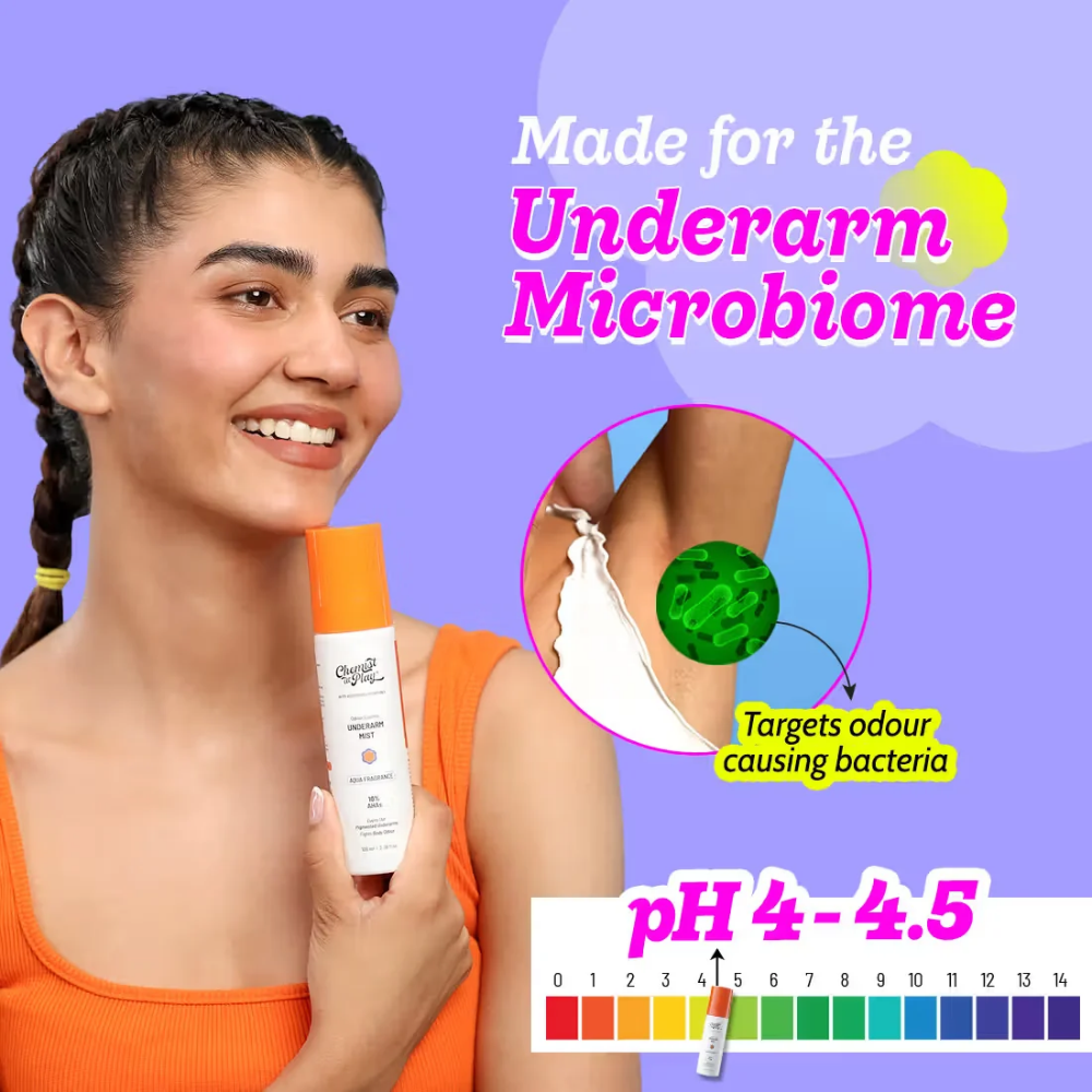 Chemist At Play Exfoliating Underarm Spray Mist With 10% AHAs + 2% Niacinamide Fades Pigmentation