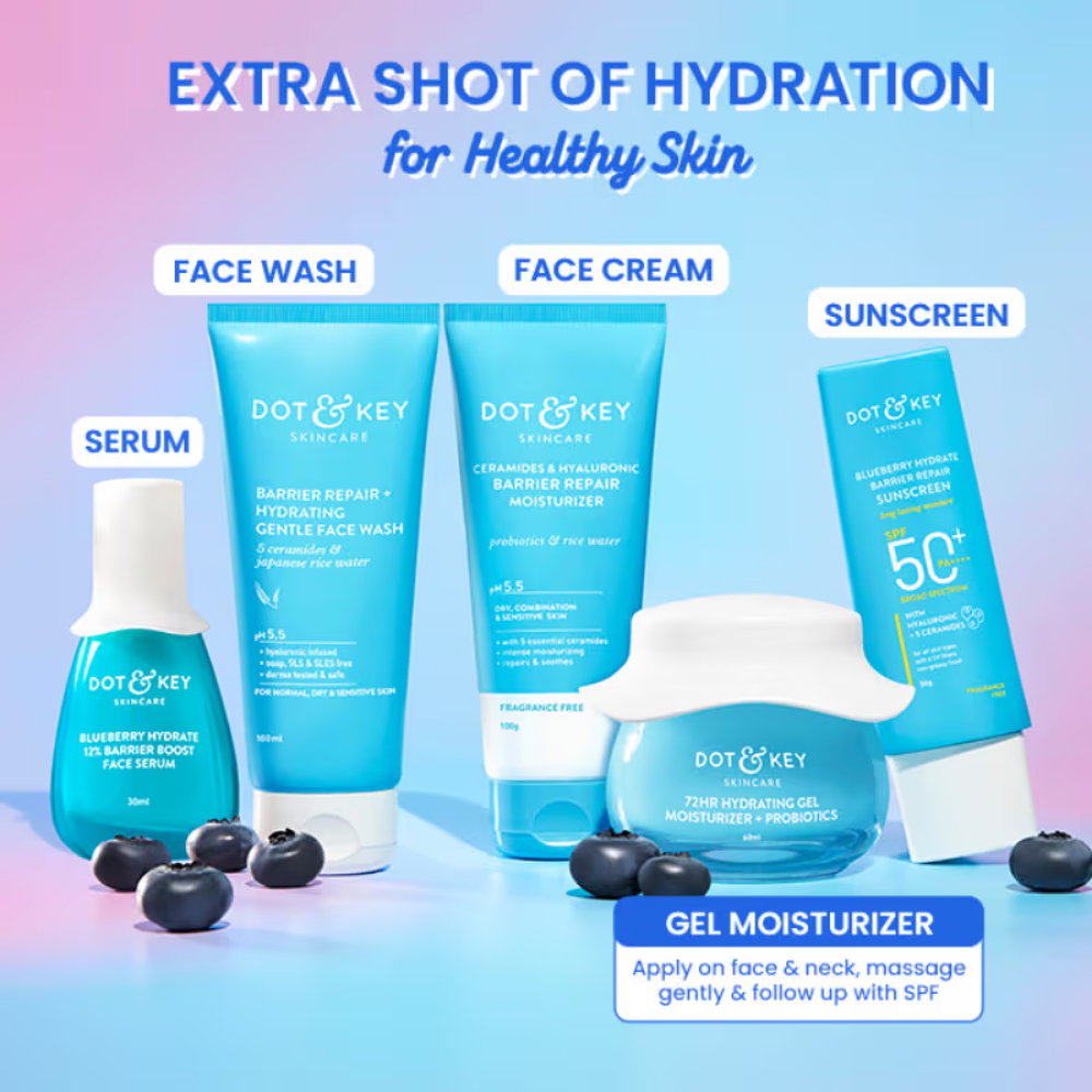 Dot & Key 72HR Hydrating Gel Moisturizer + Probiotics, 5 Ceramides & Hyaluronic, Oil-Free Water Gel