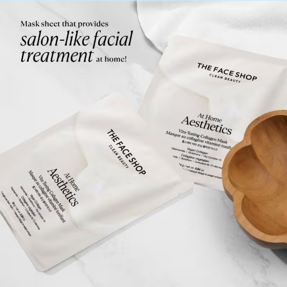 The Face Shop Korean Hydro Gel Sheet Mask - Vitamins, Vegan Collagen, Glutathione & Hyaluronic Acids