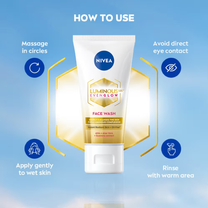 Nivea Luminous Even Glow Face Wash Oil Free Formula, Aha, Aloe Vera, Guarana Extract Deep Clean