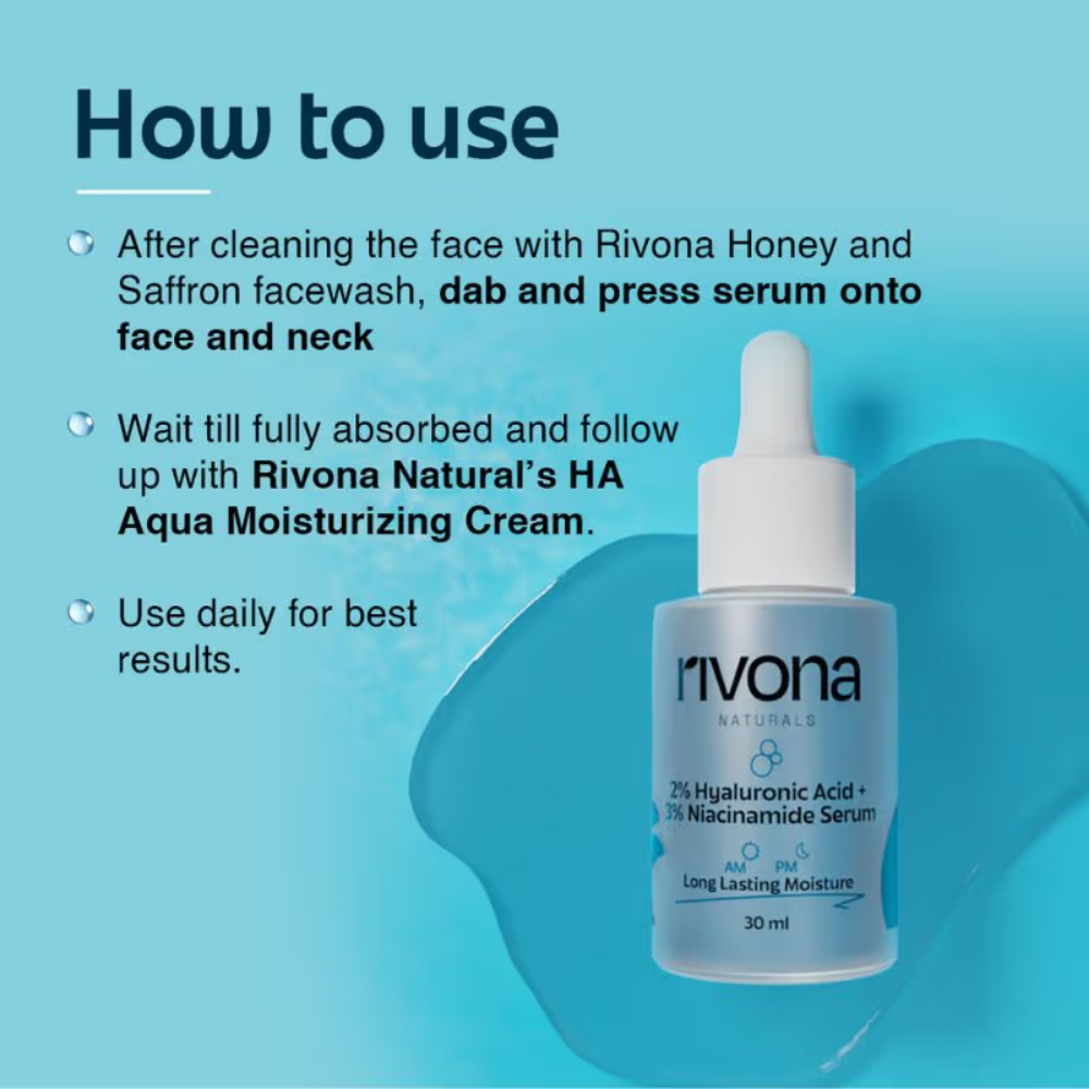 Rivona Naturals 3% Niacinamide 2% Hyaluronic Acid Face Serum- Fades Acne Marks And Blemishes