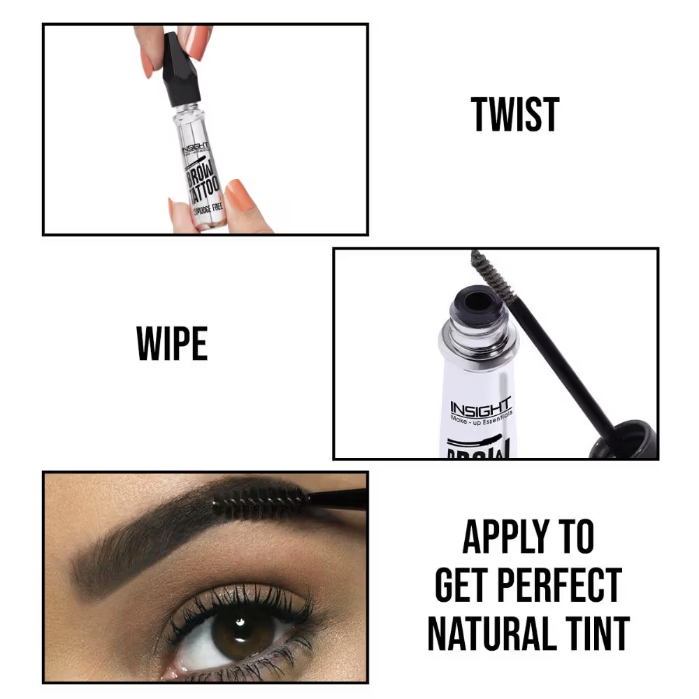 Insight Cosmetics Brow Tattoo, Smudge Proof, Long Lasting Upto 12hr, Castor Oil Infused