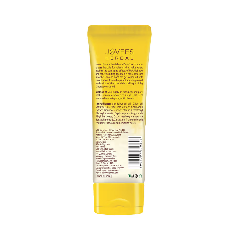 Jovees Herbal Sandalwood Natural Sun Cover SPF 30 UVA/UVB Protection For All Skin Types