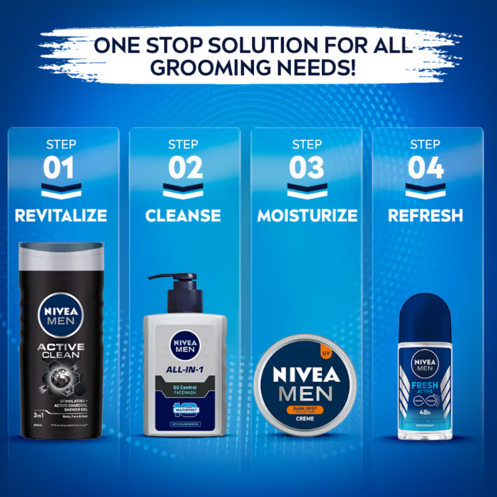 NIVEA MEN All-IN-1 Oil Control Face Wash with 10x Multi Effect With Clooing MENthol