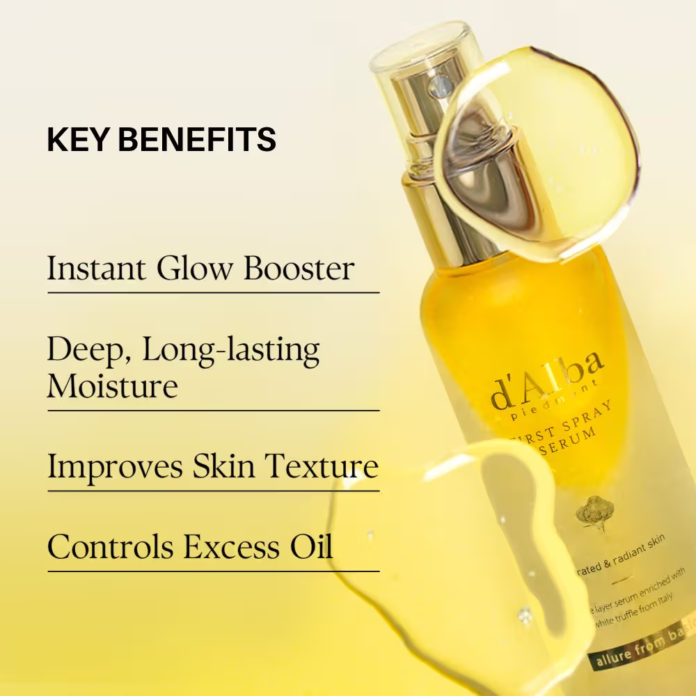 d'Alba piedmont White Truffle First Spray Serum, Vegan, Non Comedogenic, Face Moisturizer
