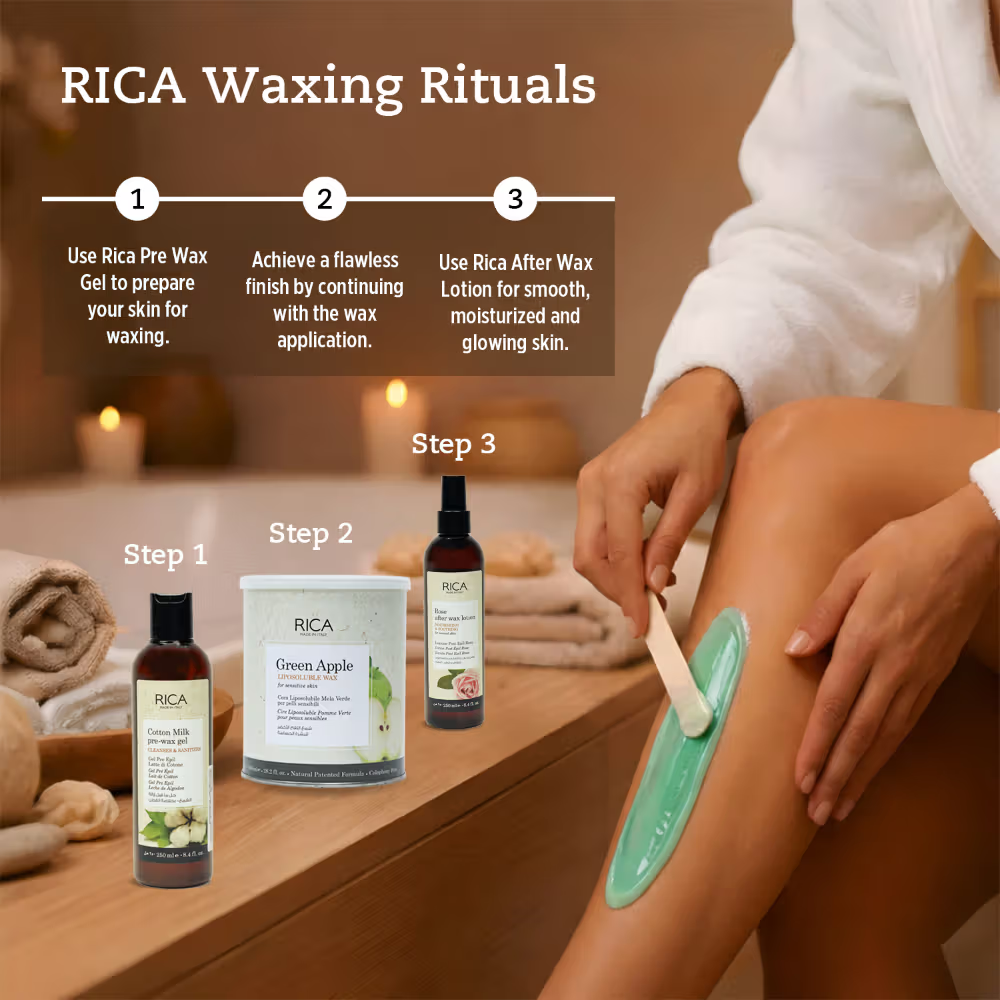 Rica Green Apple Liposoluble Wax For Sensitive Skin With Glyceryl Rosinate & Natural Beeswax