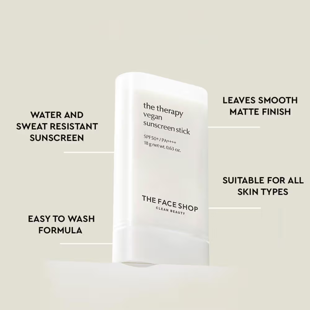 The Face Shop Vegan Sunscreen Stick SPF 50+ PA++++ : Korean Sun Care with Waterproof Formula