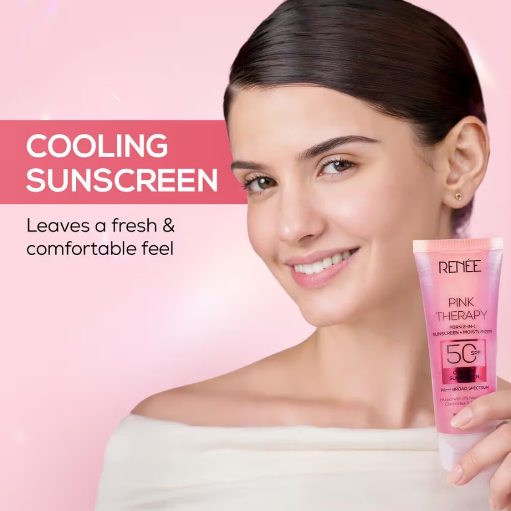 RENEE Pink Therapy PDRN 2-In-1 Sunscreen + Moisturizer SPF 50 PA+++ With Niacinamide, In-Vivo Tested