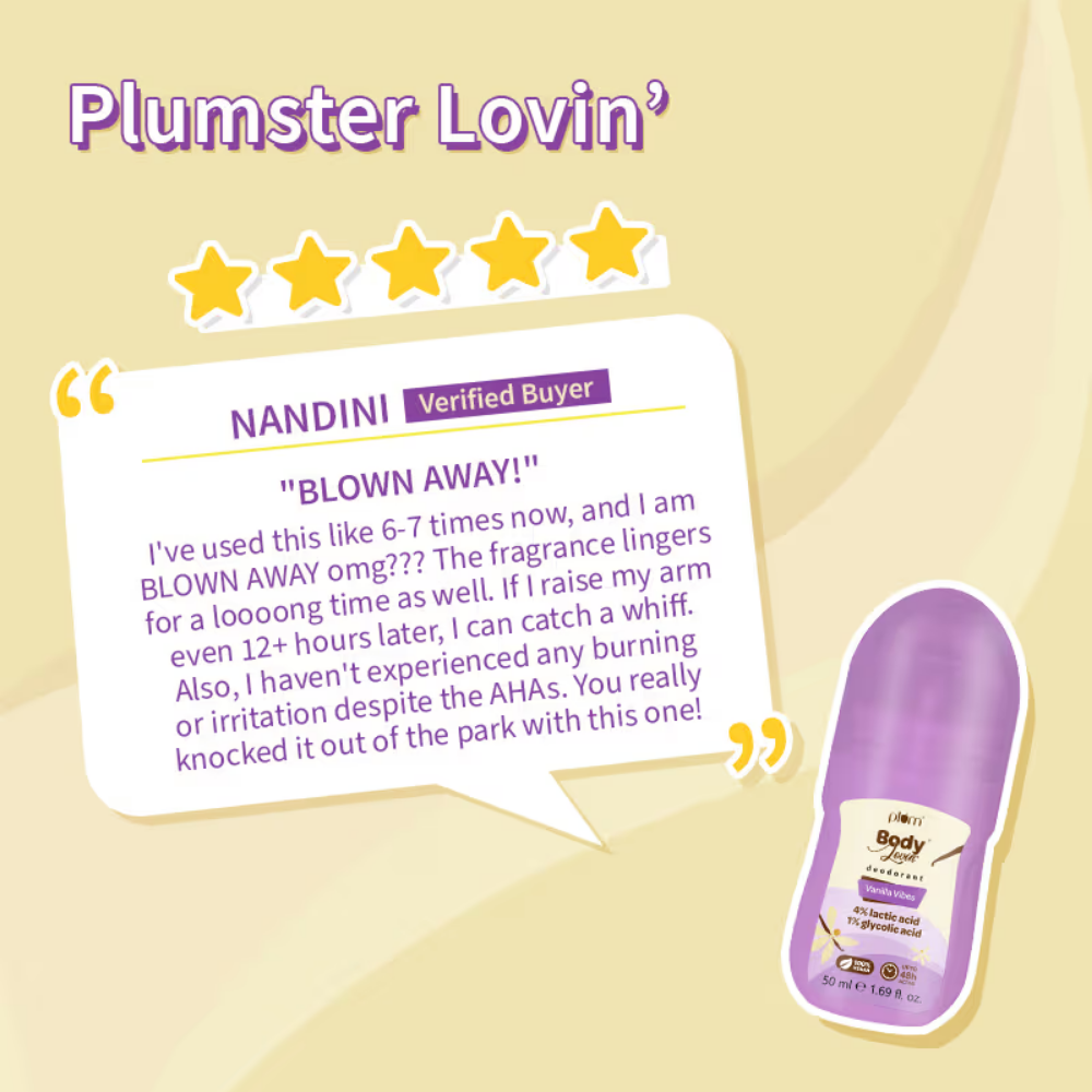Plum BodyLovin Vanilla Vibes Deodorant Roll-On Controls Underarm Odor