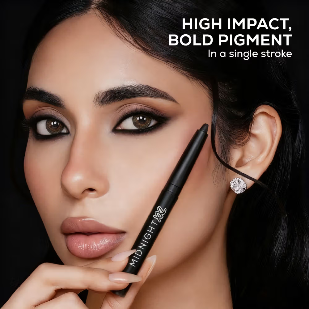 Renee Cosmetics Midnight XXL Waterproof, Smudge-Proof Kohl With Sharpener