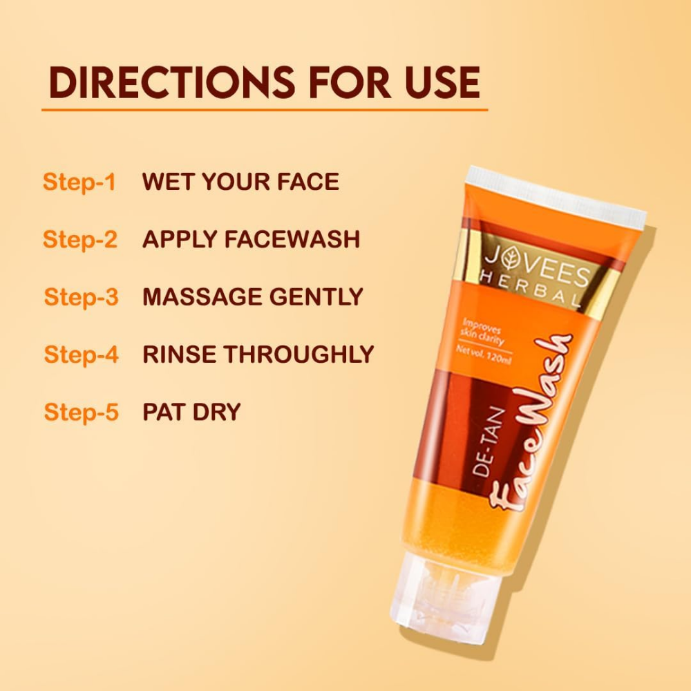 Jovees Herbal De-Tan Face Wash For Tan Removal All Skin Types And Paraben & Alcohol Free