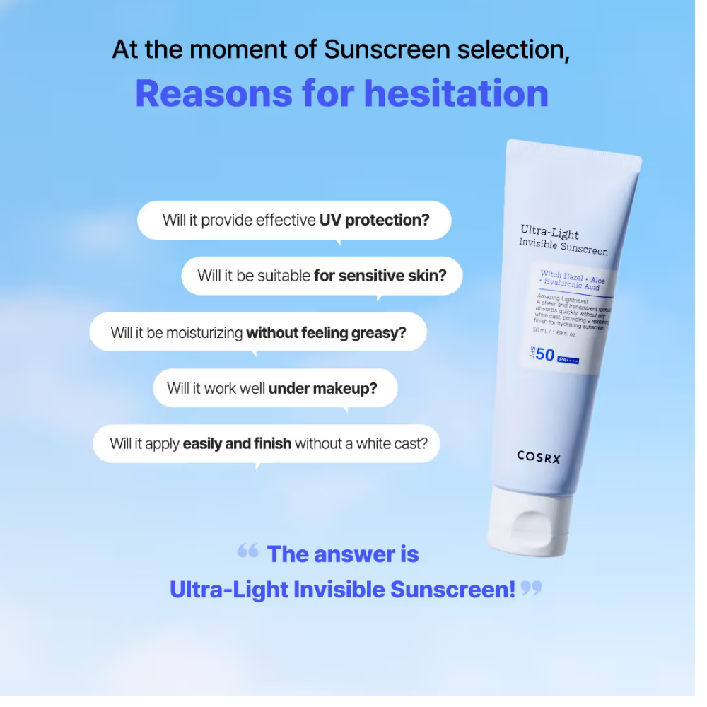 COSRX Ultra-Light Invisible Sunscreen SPF50 PA++++