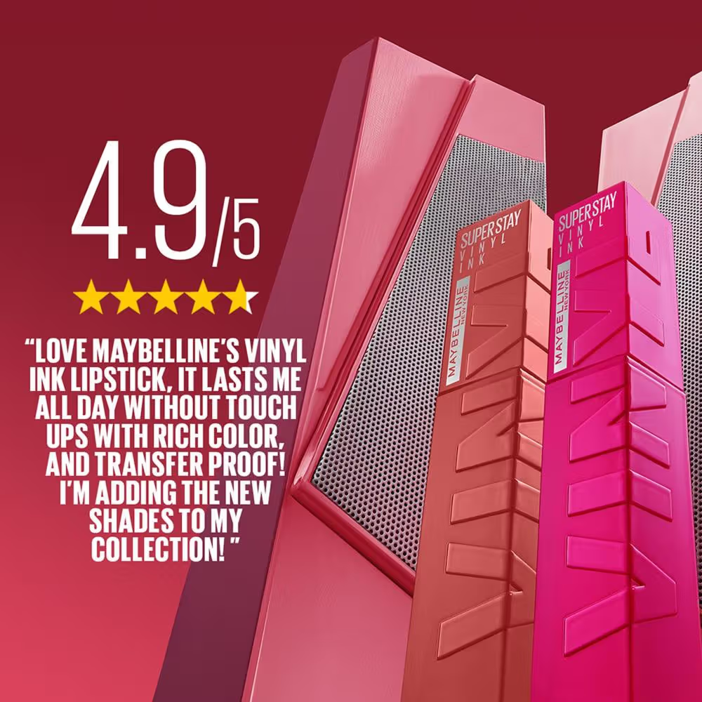 Maybelline New York Super Stay Vinyl Ink Liquid Lipstick, Instant Shine Lasts Up To 16H