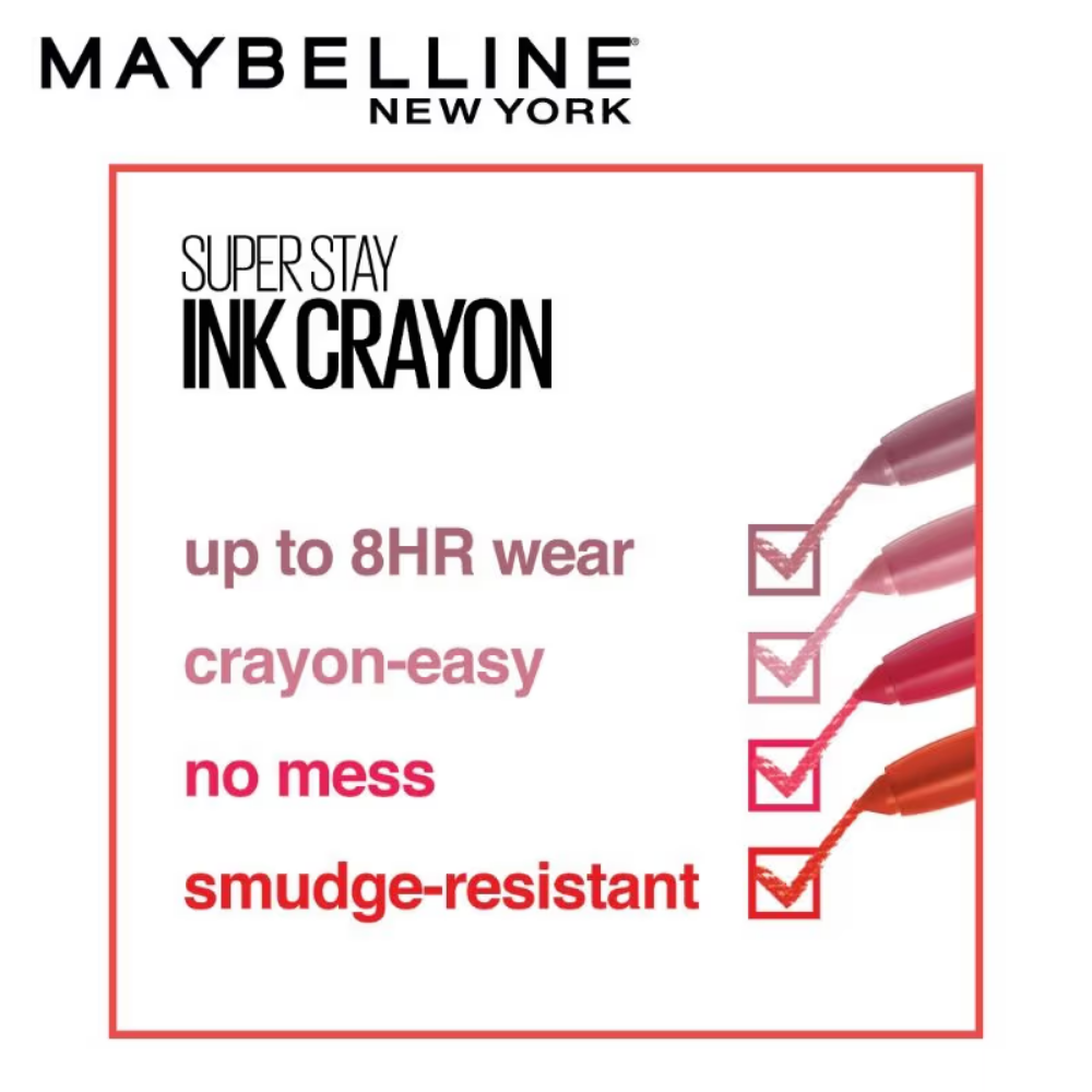 Maybelline New York Matte Ink Crayon Lipstick, Smudgeproof, Lasts Up To 8H