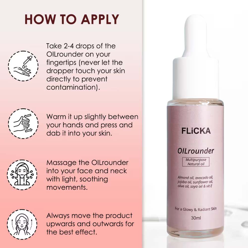 Flicka Oilrounder 2-In-1 Multipurpose Pre & Post Makeup Oil With Spf & Non Greasy For Glowing Skin