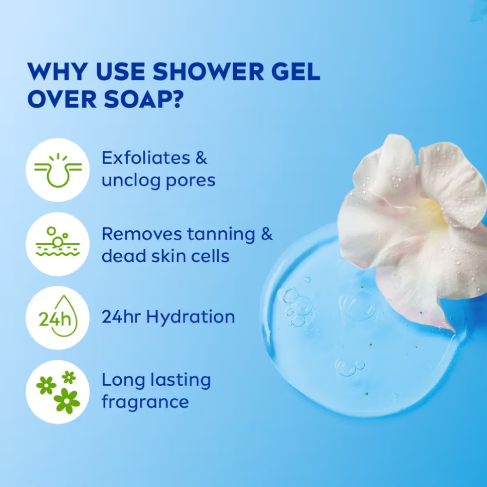 NIVEA Frangipani & care oil Body wash for long-lasting freshness