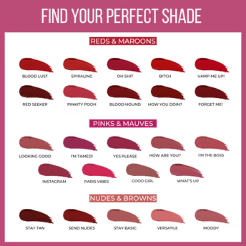Insight Cosmetics 24 Hrs Non Transfer Matte Lipstick, Creamy Texture Matte Finish, Waterproof
