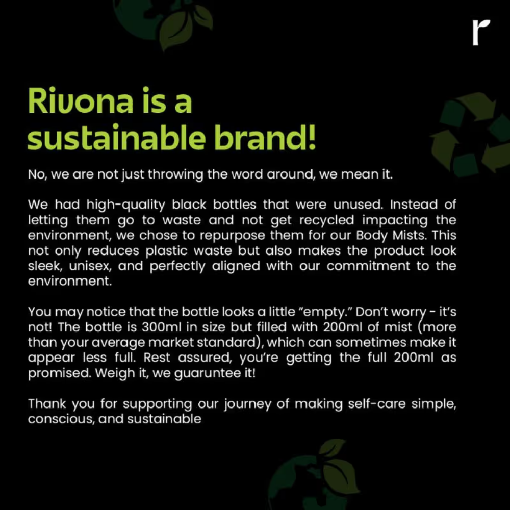 Rivona Naturals Smoky Oud - Woody And Bold Perfume Body Mist For Long Lasting Fragrance
