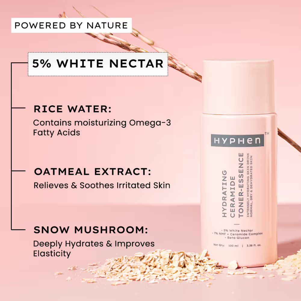 Hyphen 7% Ceramides-NMF Face Toner Essence | 5% Glass Skin Blend with Rice Water