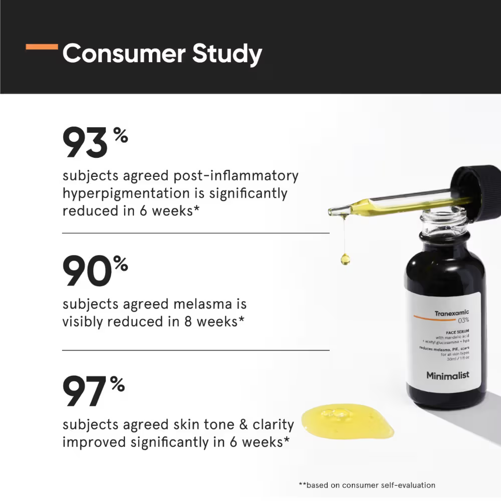 Minimalist 3% Tranexamic Acid Face Serum For Melasma- Acne Scars- Hyperpigmentation Or Erythema (PIH/PIE)