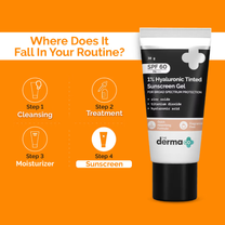 The Derma Co 1% Hyaluronic Tinted Sunscreen Gel For Broad Spectrum Protection SPF 60 PA++++