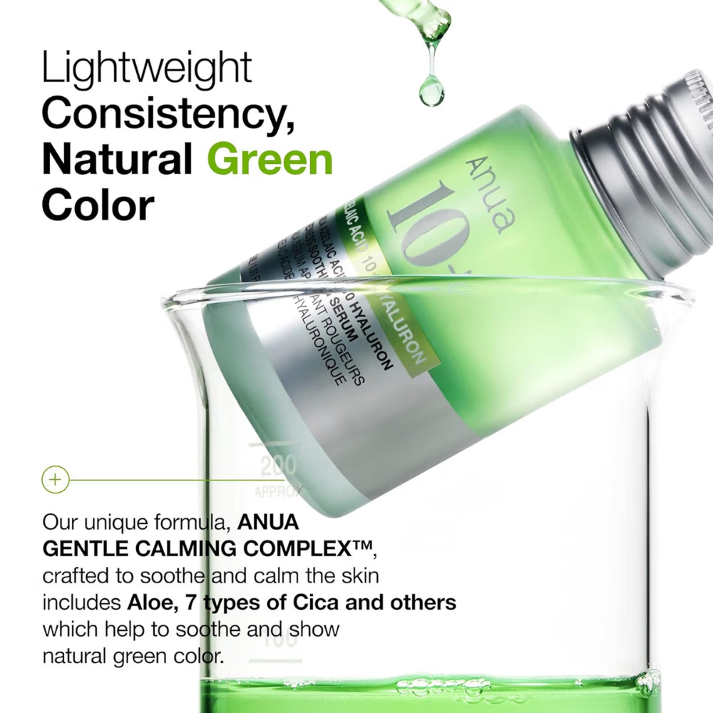 Anua Azelaic Acid 10 Hyaluron Redness Soothing Serum with Cica Soothes & Calms Acne-Prone Skin