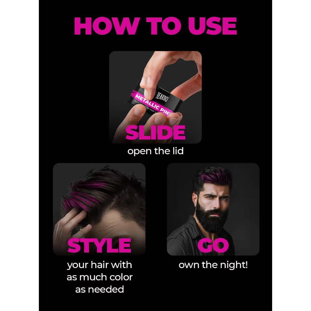 Beardo Dye Hard Temporary Hair Color - Metalic Pink