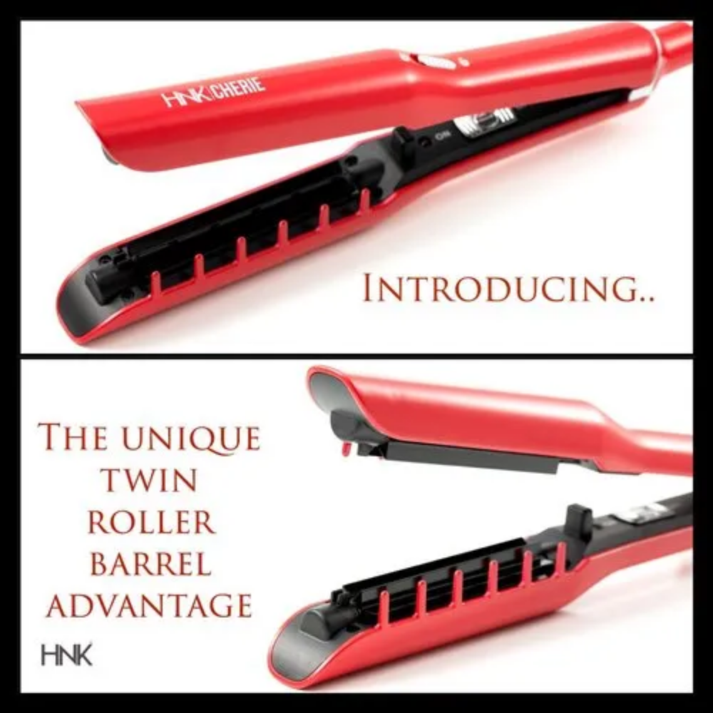 HNK Cherie Hair Crimper Black And Red Ceramic Coated Plates For Instant Volume And Shine