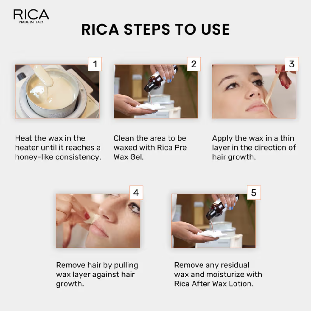 Rica Brazilian Wax with Pre and Post (Cotton Milk Pre and Aloe Vera After Wax Lotion) Combo