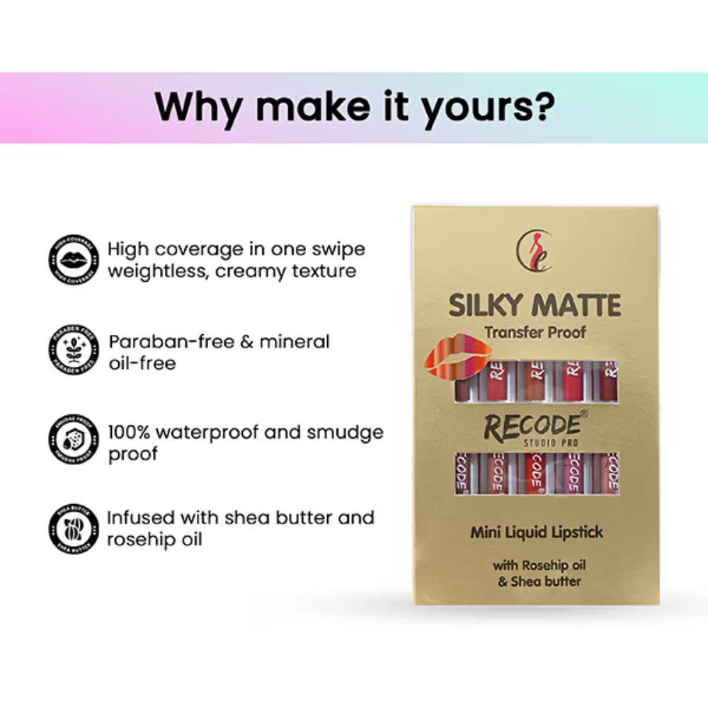 Recode Silky Matte Liquid Lipstick - Pack Of 10