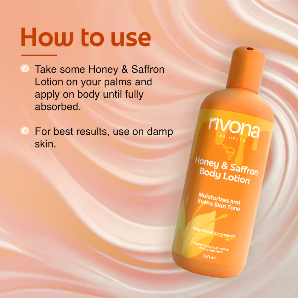 Rivona Naturals Honey And Saffron Brightening Body Lotion With Niacinamide For Dry Skin