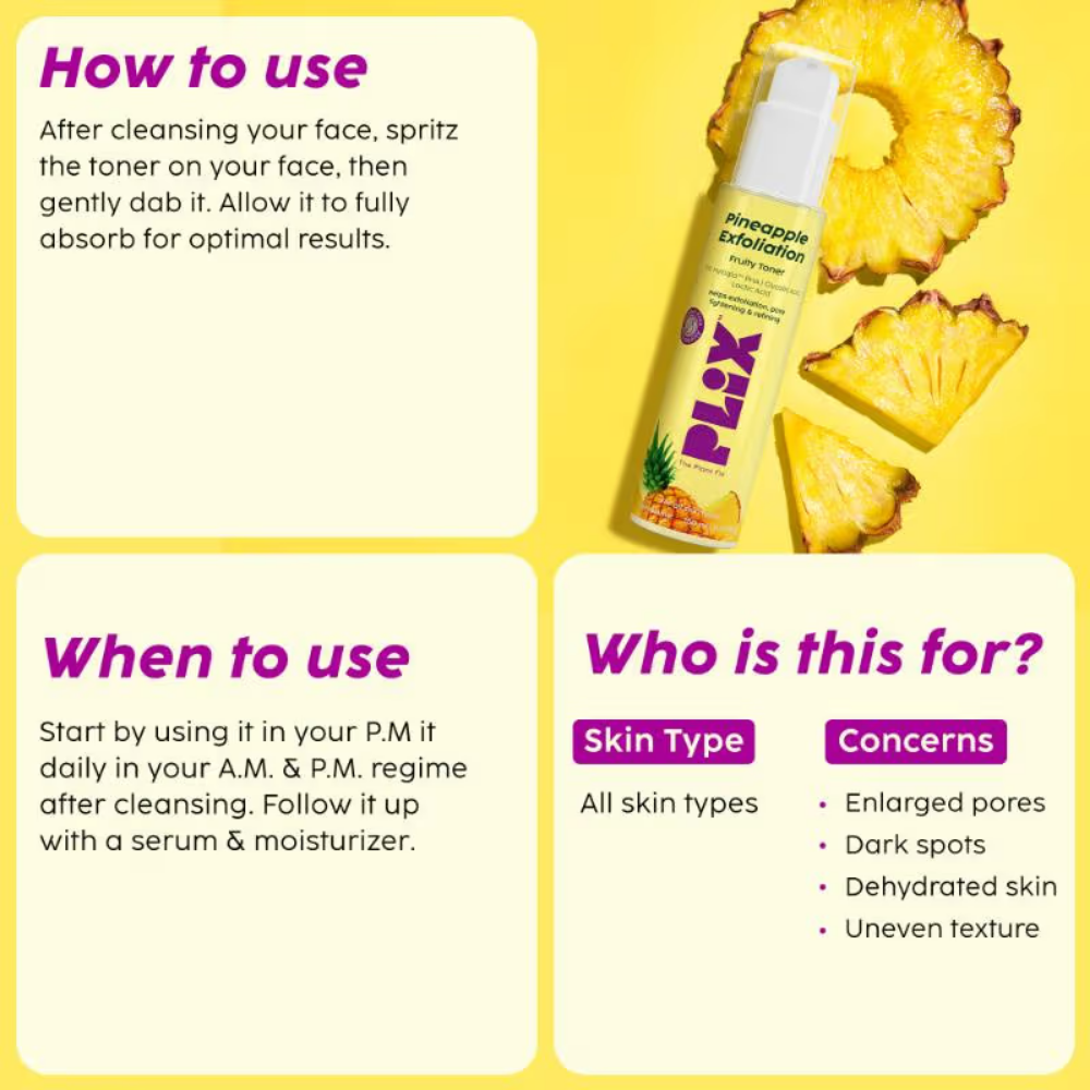 Plix Pineapple 3% Hyloglo PHA Alcohol Free Face Toner (150ml)
