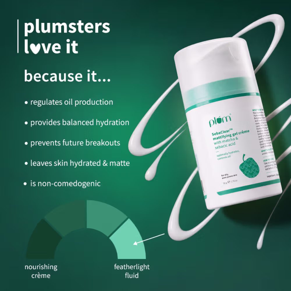 Plum SebaclearTM Mattifying Gel Crème With Matcha & Sebacic Acid