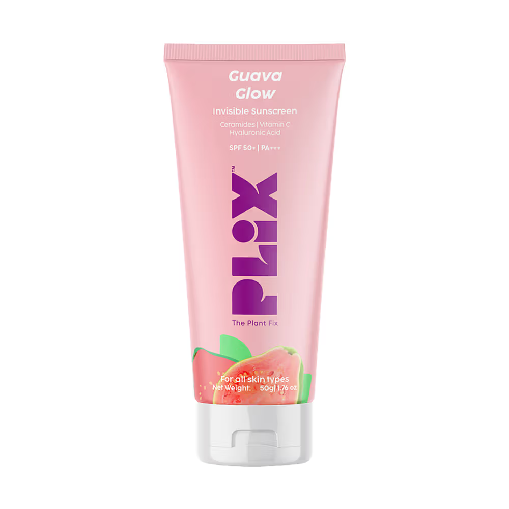 PLIX SPF 50+ Guava Glow Invisible Sunscreen Gel For UV A, UV B Protection with Ceramides and Vit C