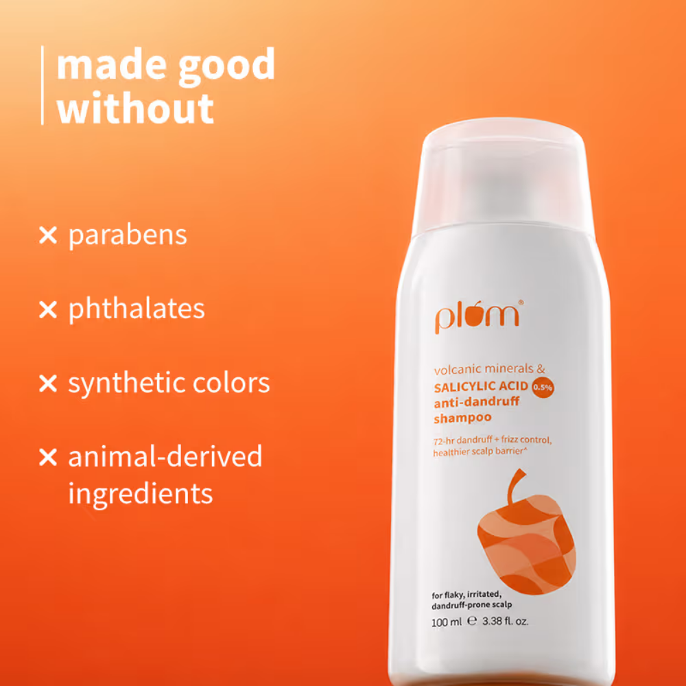 Plum Anti-Dandruff Shampoo with Volcanic Minerals 0.5% Salicylic Acid, 72hr Dandruff & Frizz Control