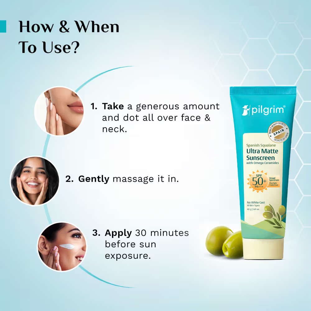 Pilgrim Ultra Matte Spf 50 Pa+++ Non-greasy & No White Cast Sunscreen