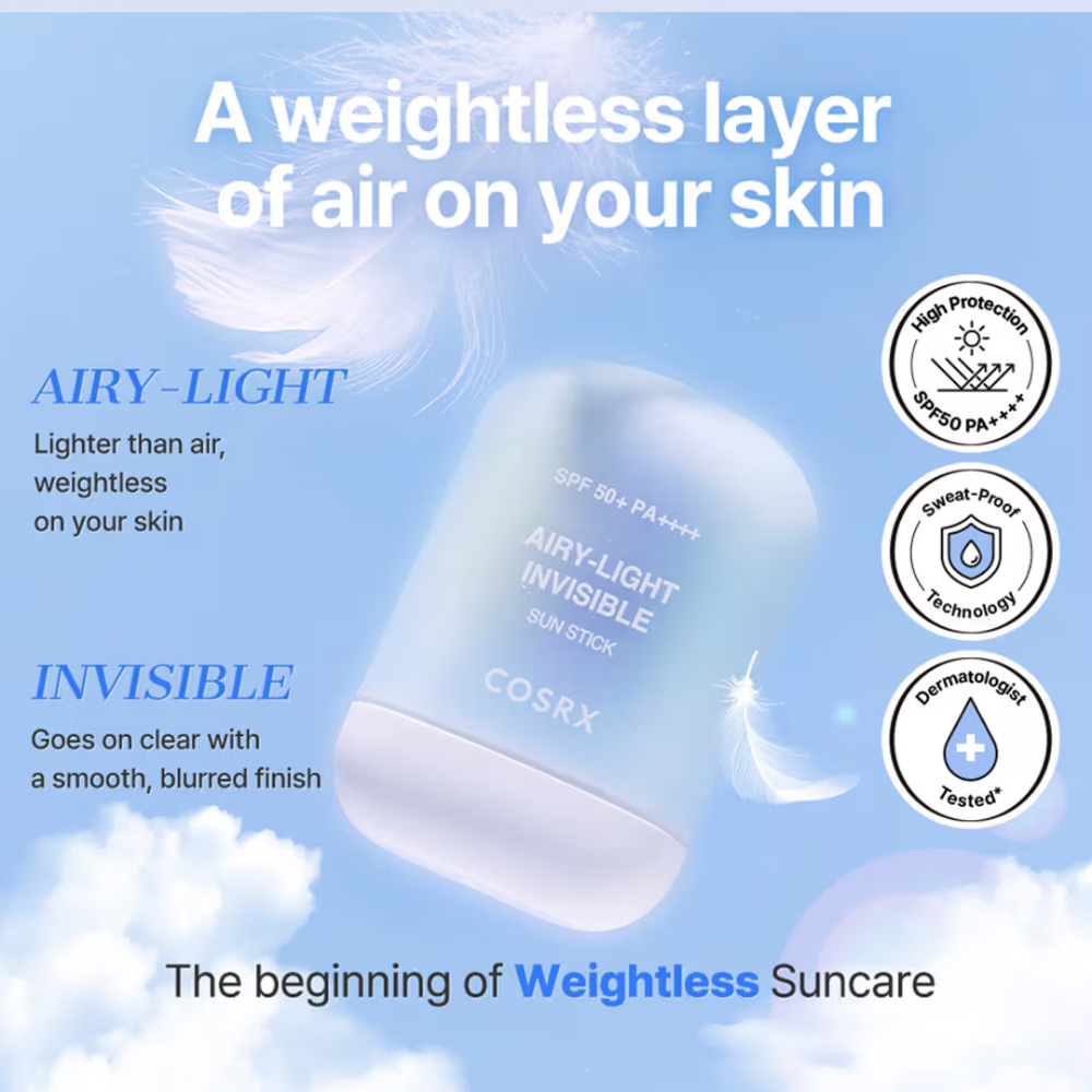 COSRX Airy-Light Invisible Sun Stick SPF 50+ PA++++