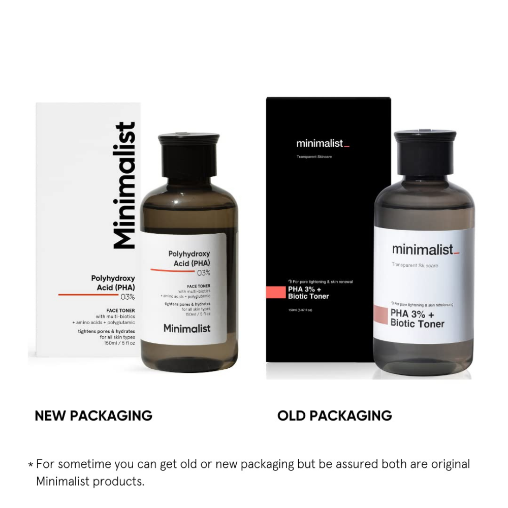 Minimalist 3% Polyhydroxy PHA Face Toner With Multi Biotics For Minimizing Pore Size & Hydrating Skin