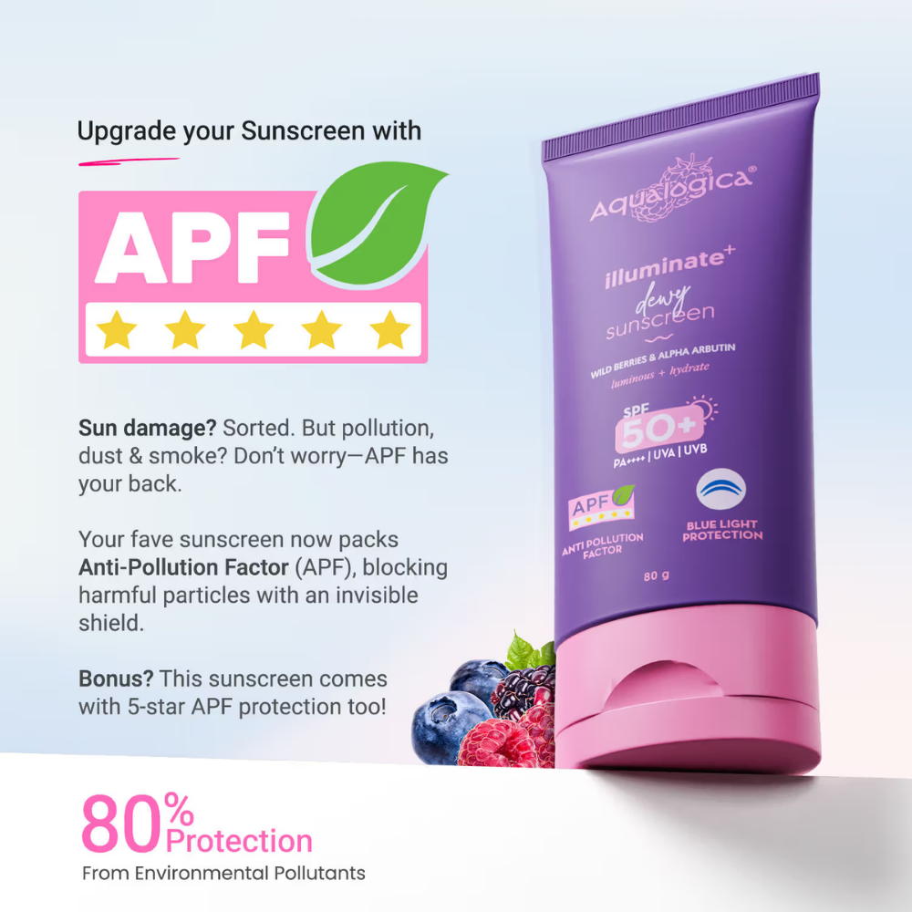 Aqualogica Illuminate+ SPF 50+ PA++++, Berries, Alpha Arbutin, APF, In-Vivo Tested